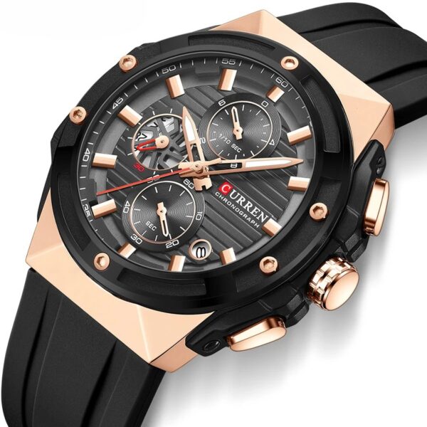 Curren 8462 – Black Creative Silicone Strap Watch (Dial - 4.5cm) - CUR224 - Image 2