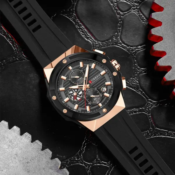 Curren 8462 – Black Creative Silicone Strap Watch (Dial - 4.5cm) - CUR224 - Image 3